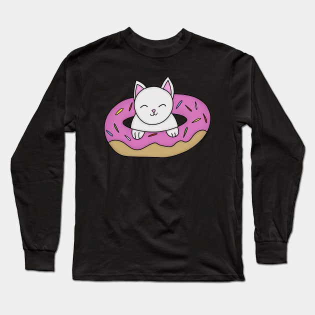 Cat and Donut Long Sleeve T-Shirt by pako-valor